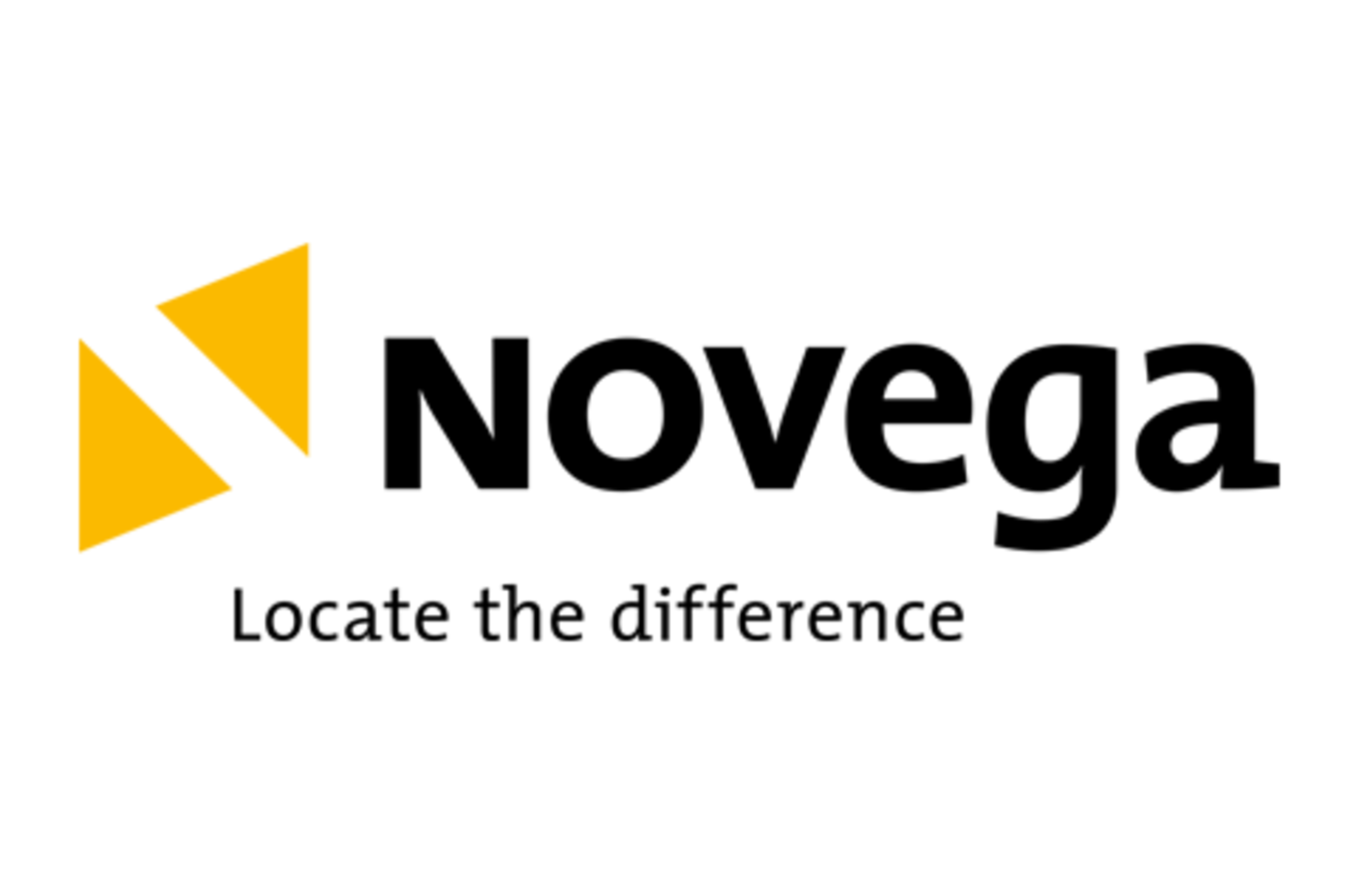 Logo von Novega mit gelben und schwarzen geometrischen Formen.