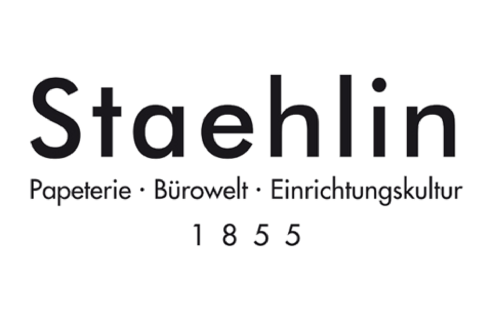 Logo von Staehlin mit den Worten 'Papeterie - Bürowelt - Einrichtungskultur' und der Jahreszahl 1855.
