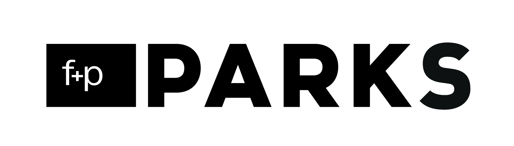 Parks_Logo-schwarz-CMYK Logo von f+p PARKS in schwarzer Schrift auf weißem Hintergrund.